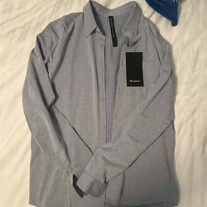Men’s Lululemon Commission Long Sleeve Shirt NWT size L Harbor Blue/White